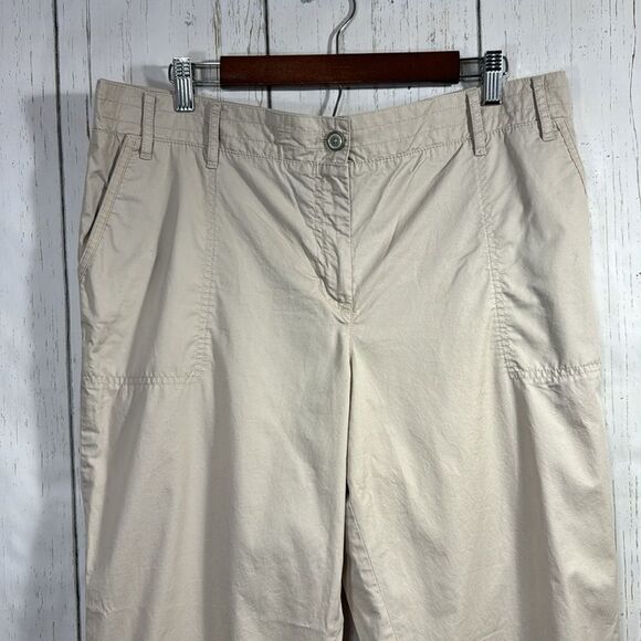 Talbots Tan Cotton Casual Outdoor Womens Khaki Tan Roll Tab Ankle Cropped Pants - Picture 2 of 16